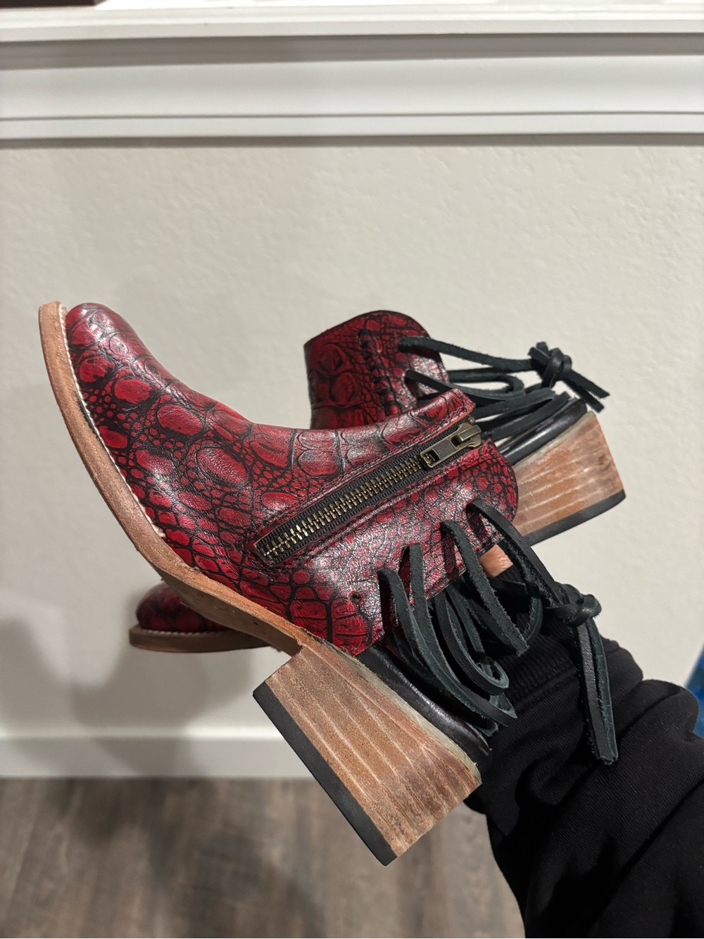 Freebird red crocodile print Ankle Boots - Women's